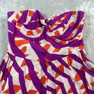 NWT Tracy Reese Women 4 Anthropologie Jumpsuit Purple Orange Geometric Strapless